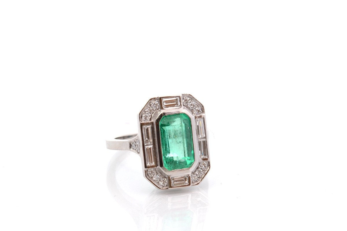 Vintage 2.81ct Emerald And Diamond Ring-photo-3