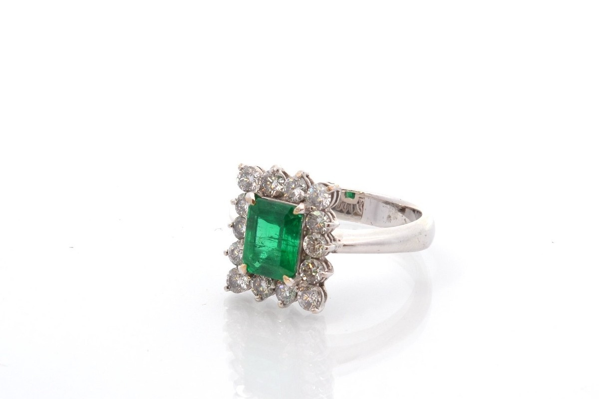 Bague vintage émeraude et diamants