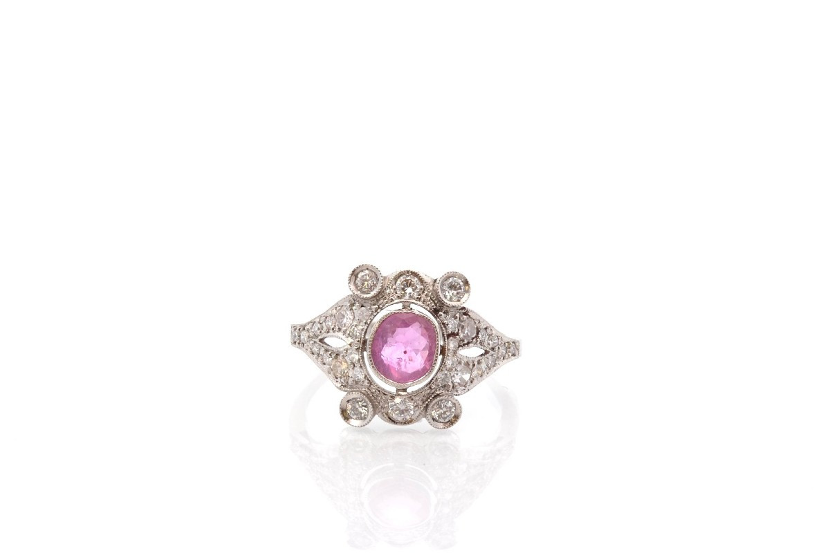 Bague art déco rubis et diamants-photo-2