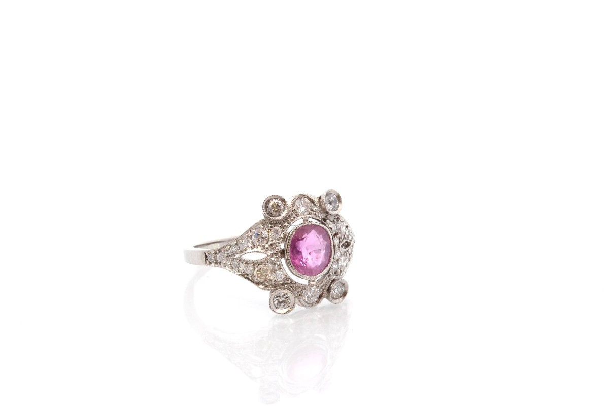 Bague art déco rubis et diamants-photo-3
