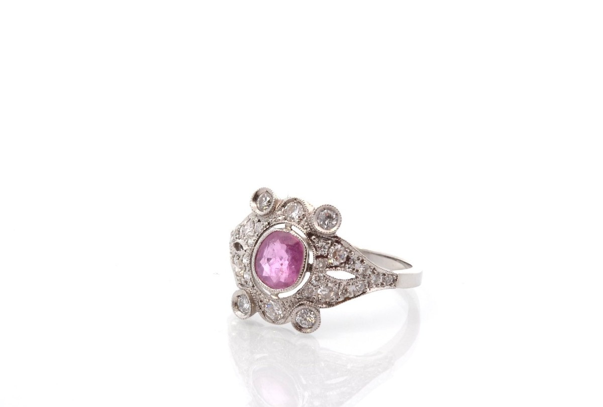 Bague art déco rubis et diamants