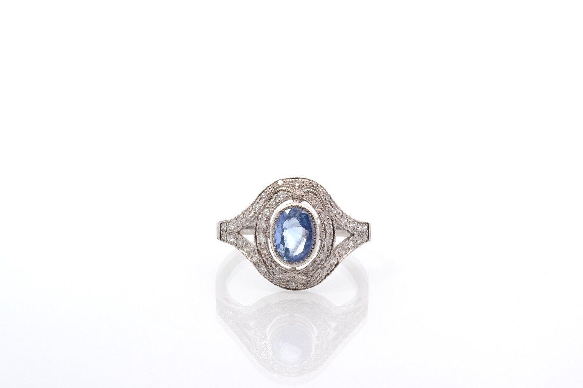Art Deco Sapphire And Diamond Ring-photo-2