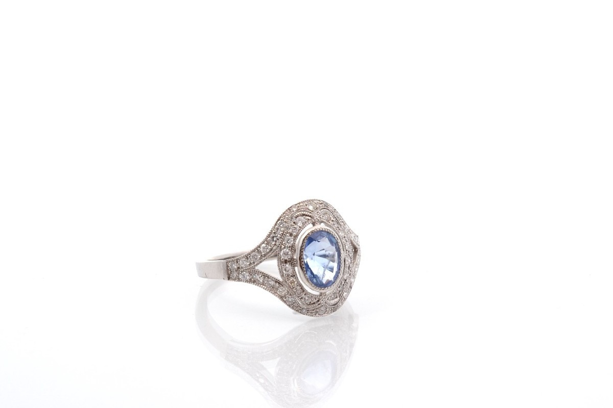 Art Deco Sapphire And Diamond Ring-photo-3