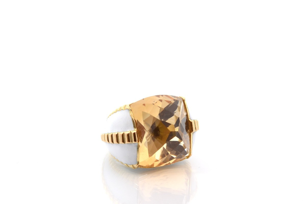 David Webb Citrine And Enamel Ring-photo-3
