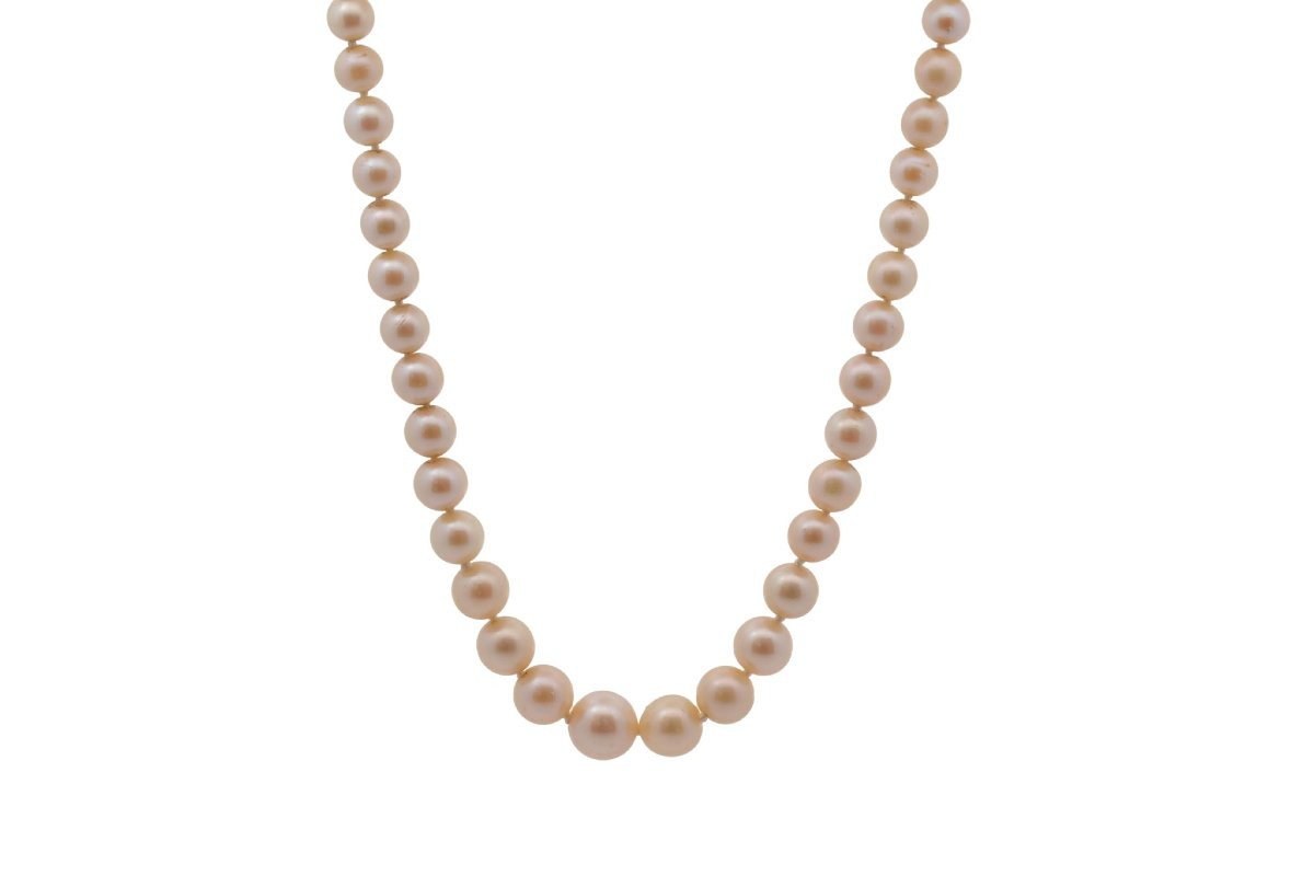 Cultured Pearl Necklace With White Gold Clasp-photo-2