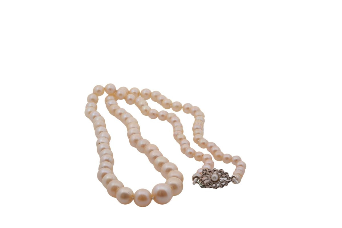 Cultured Pearl Necklace With White Gold Clasp-photo-3