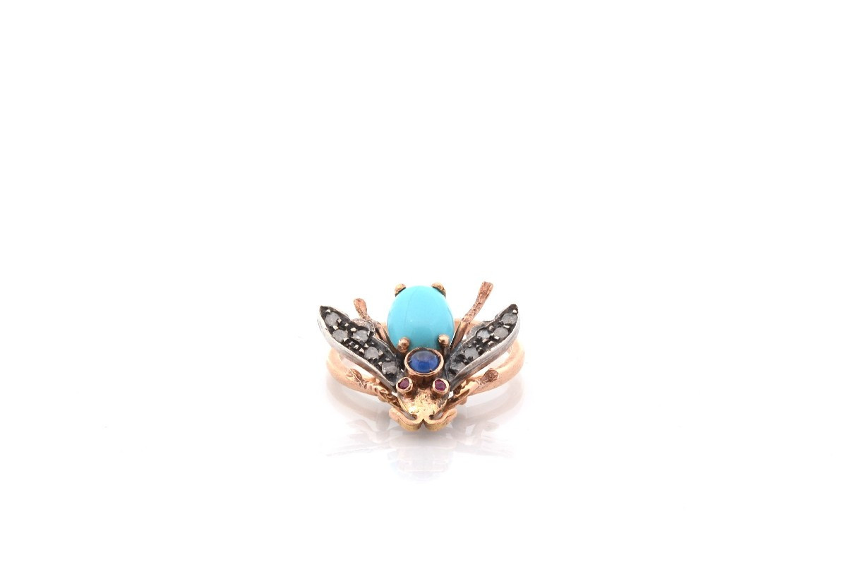 Antique Turquoise And Gemstone Ring-photo-2