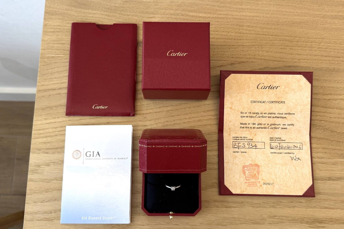 Cartier Signed Ring With 0.31ct Diamond-photo-3