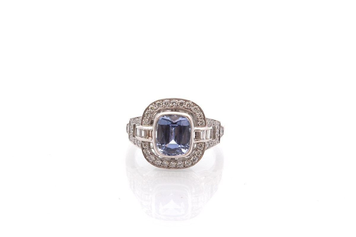 Vintage 3.46ct Sapphire And Diamond Ring-photo-2