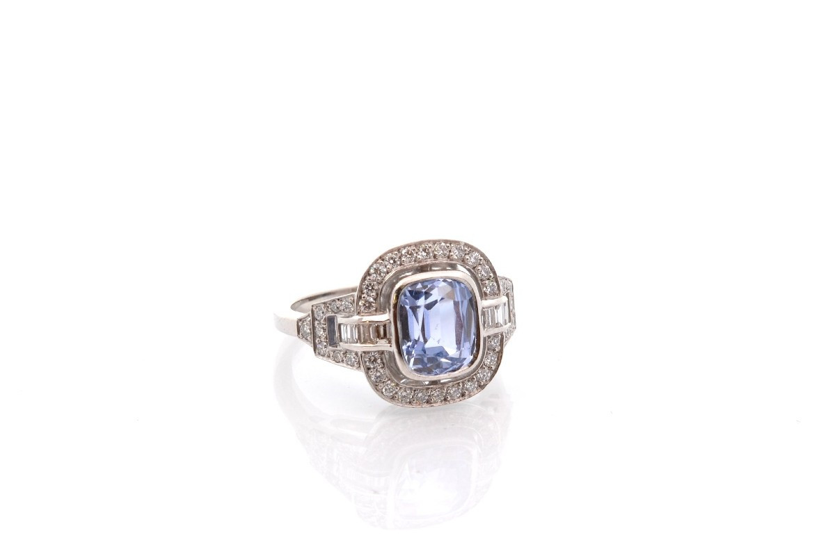 Vintage 3.46ct Sapphire And Diamond Ring-photo-3