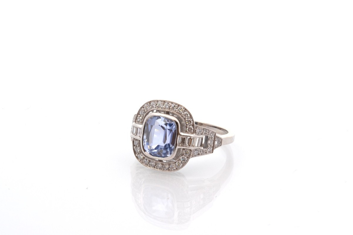 Vintage 3.46ct Sapphire And Diamond Ring-photo-4