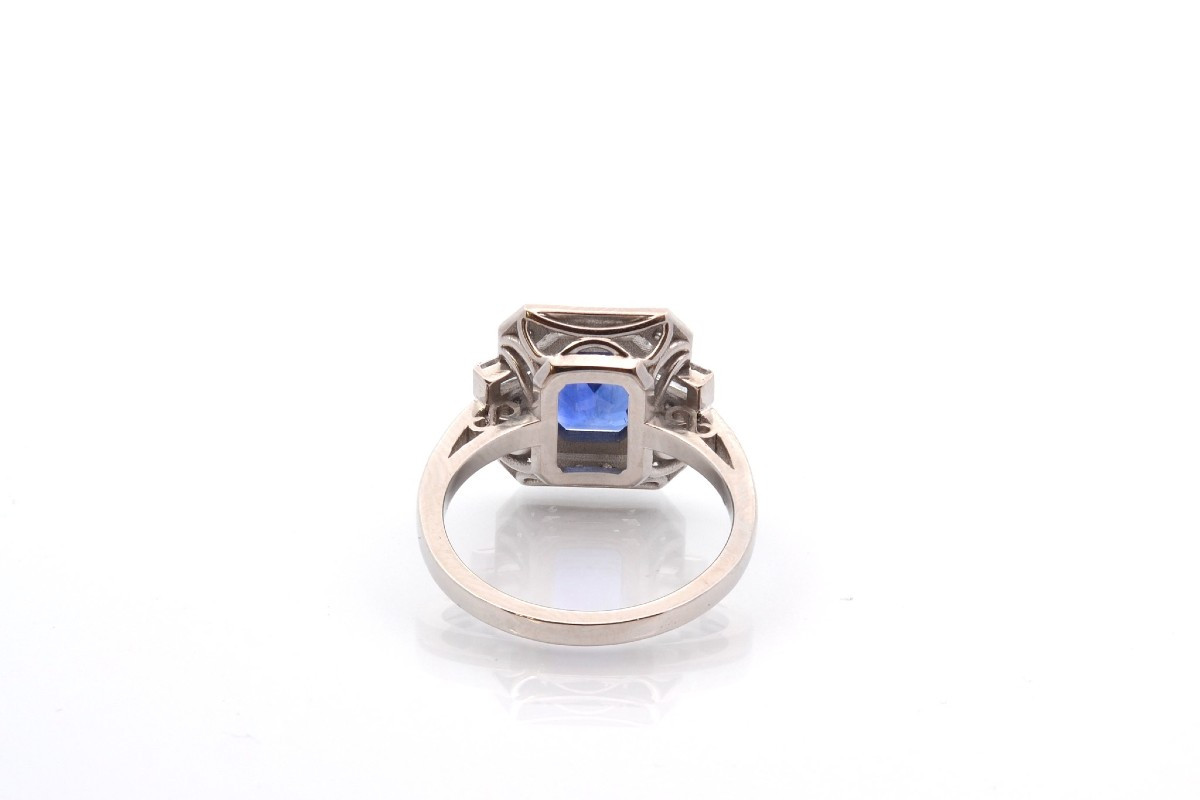 Bague vintage saphir de 2,15cts et diamants-photo-1