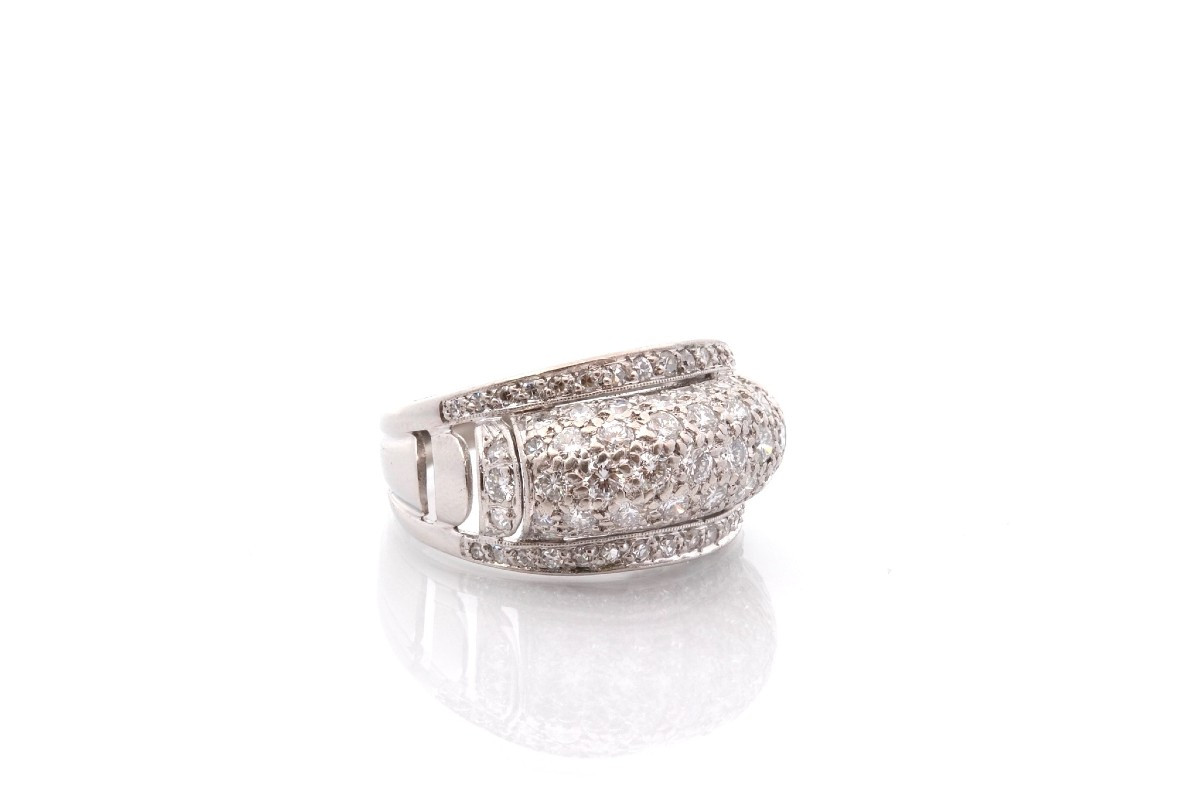 Bague vintage diamants en platine-photo-3