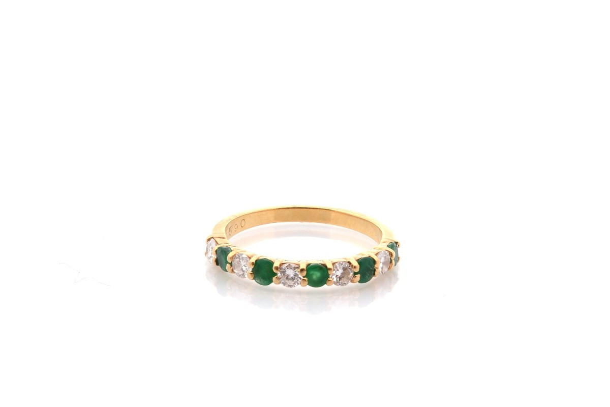 Diamond And Emerald Half Wedding Band-photo-2