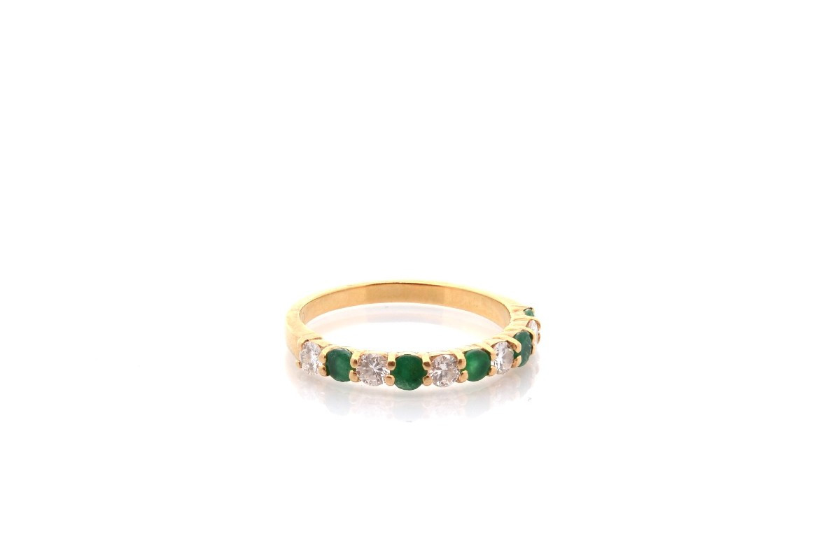 Diamond And Emerald Half Wedding Band-photo-3
