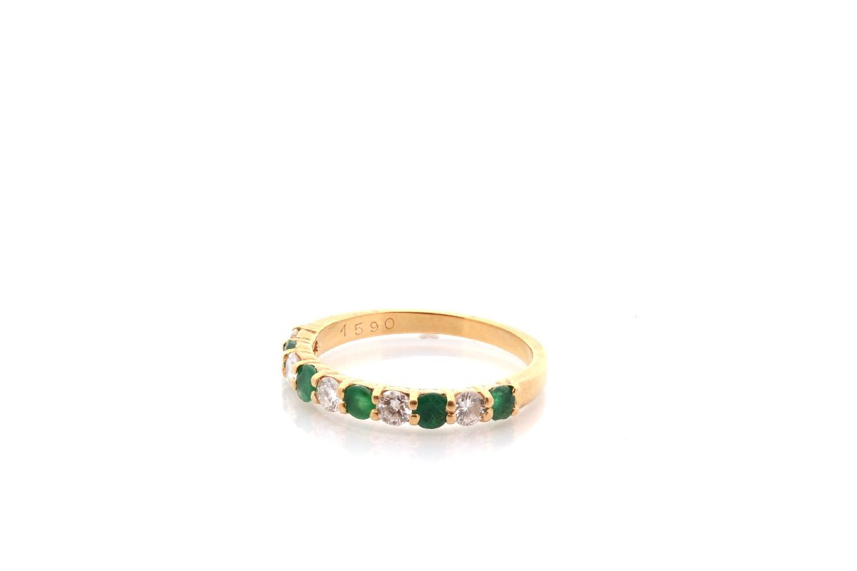 Diamond And Emerald Half Wedding Band-photo-4