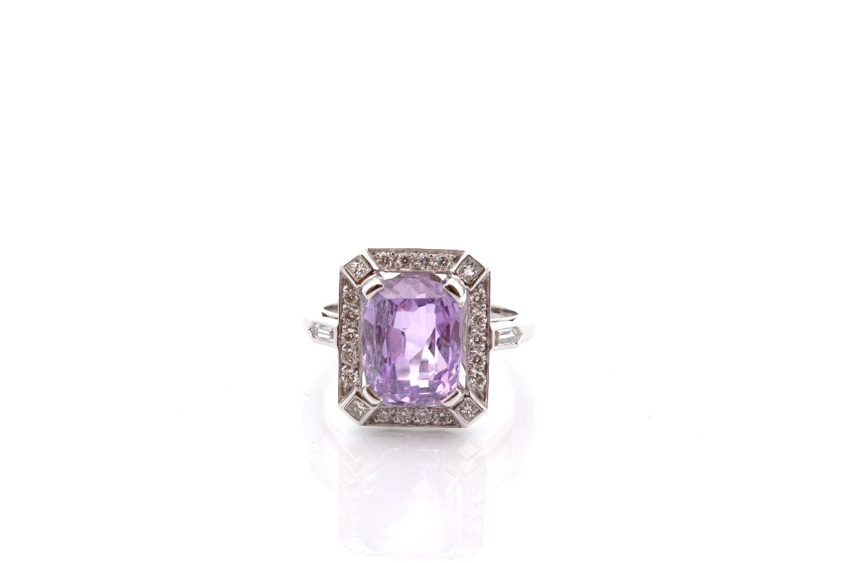 Bague art déco saphir violet et diamants-photo-2