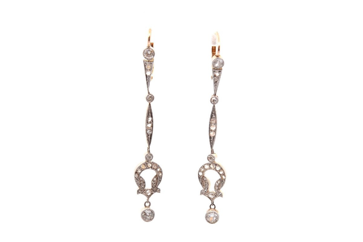 Boucles d’oreilles art déco diamants
