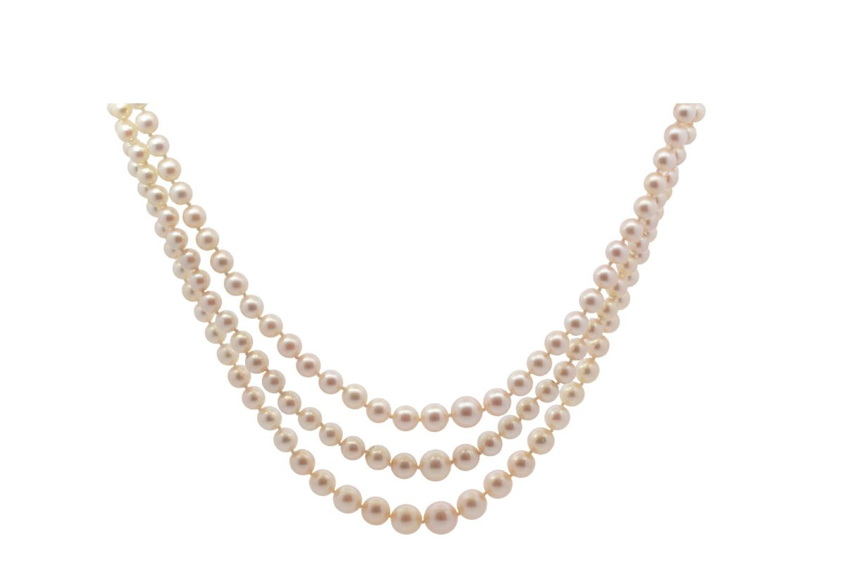 Cultured Pearl Necklace With 18k Gold Clasp-photo-2