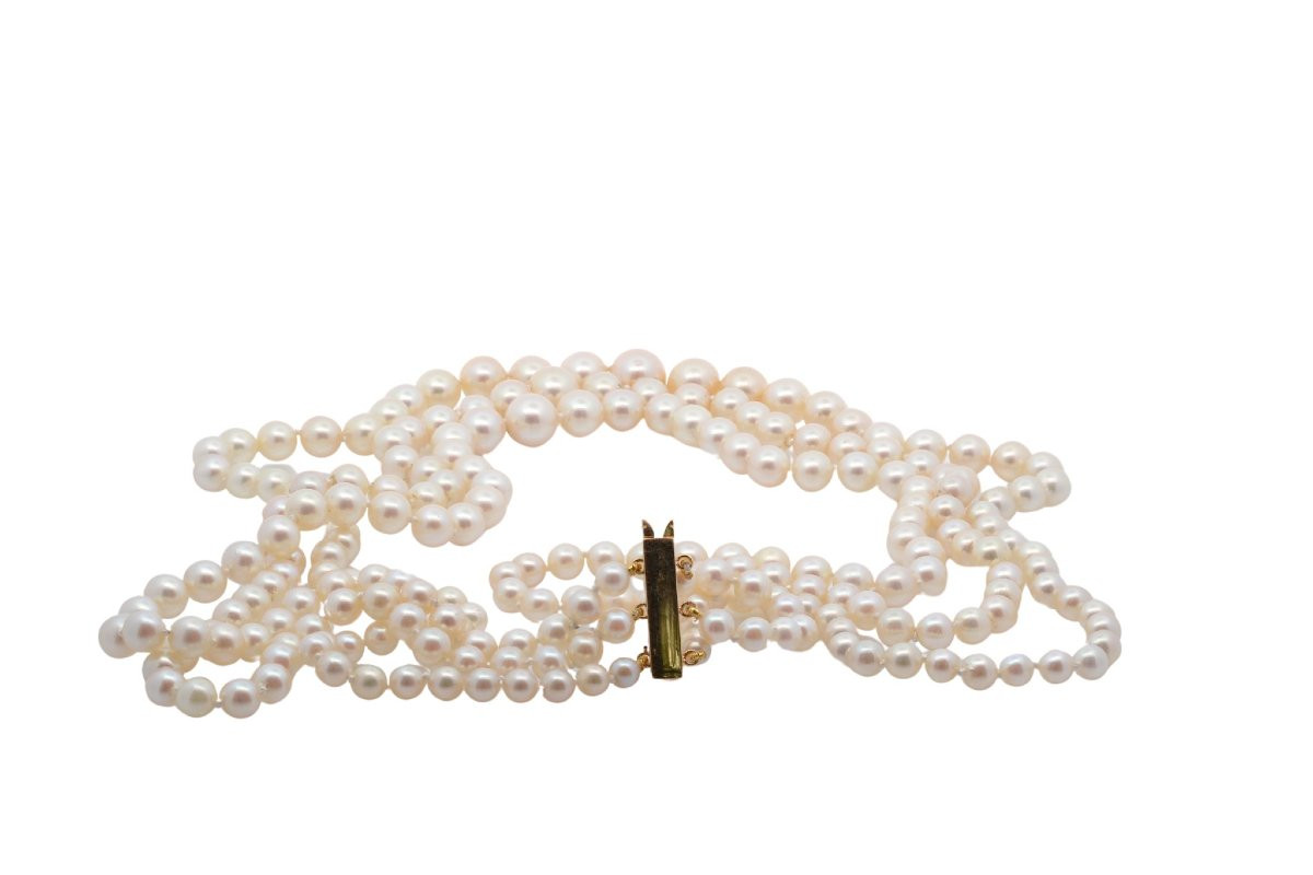 Cultured Pearl Necklace With 18k Gold Clasp-photo-3