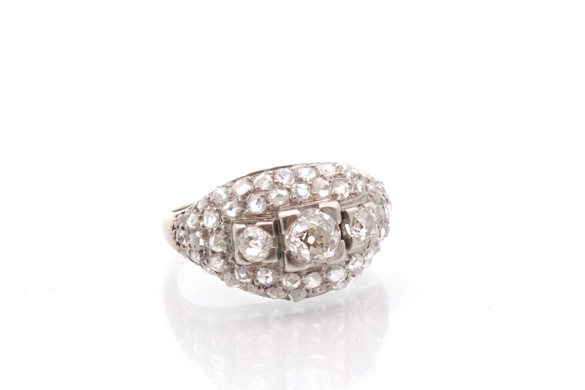 Bague ancienne diamants en platine-photo-3