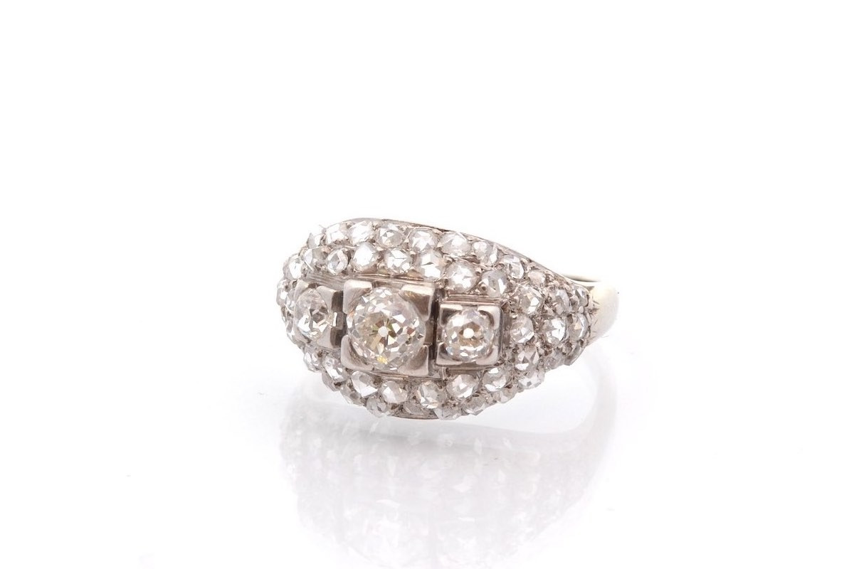 Bague ancienne diamants en platine