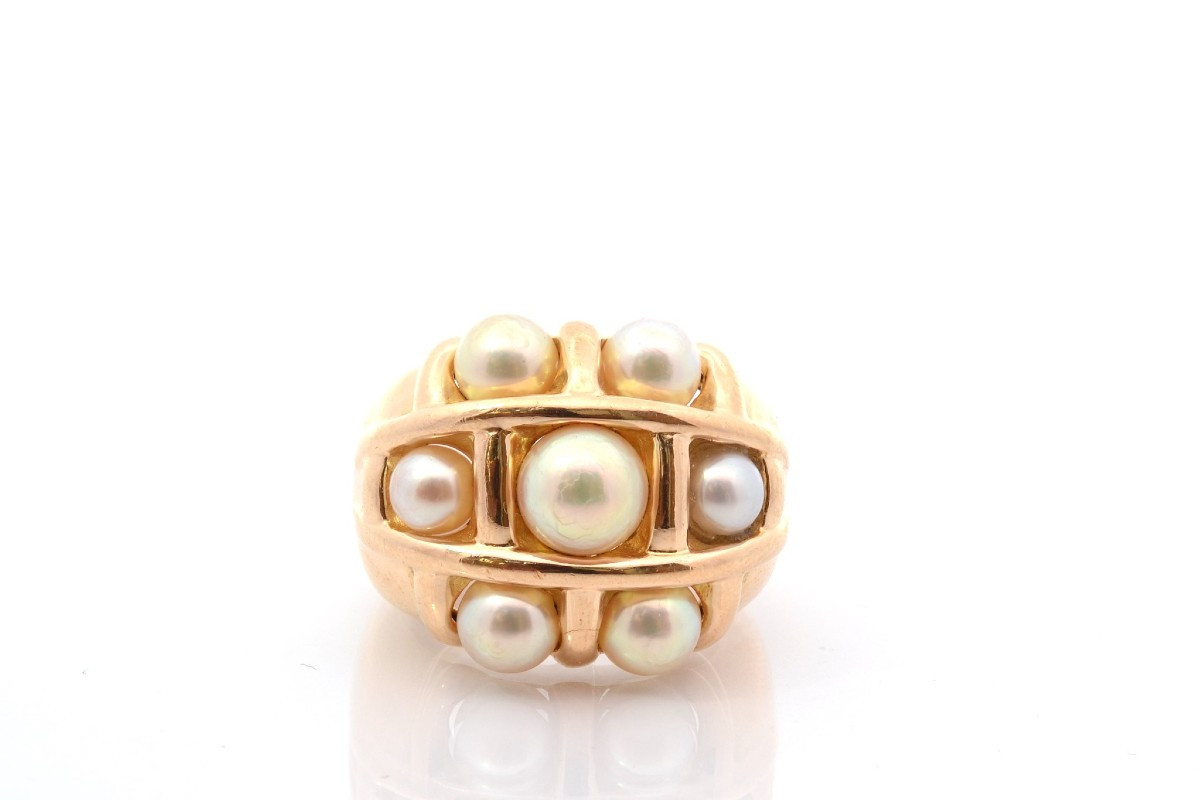 Bague d’occasion perles de culture en or 18k-photo-2
