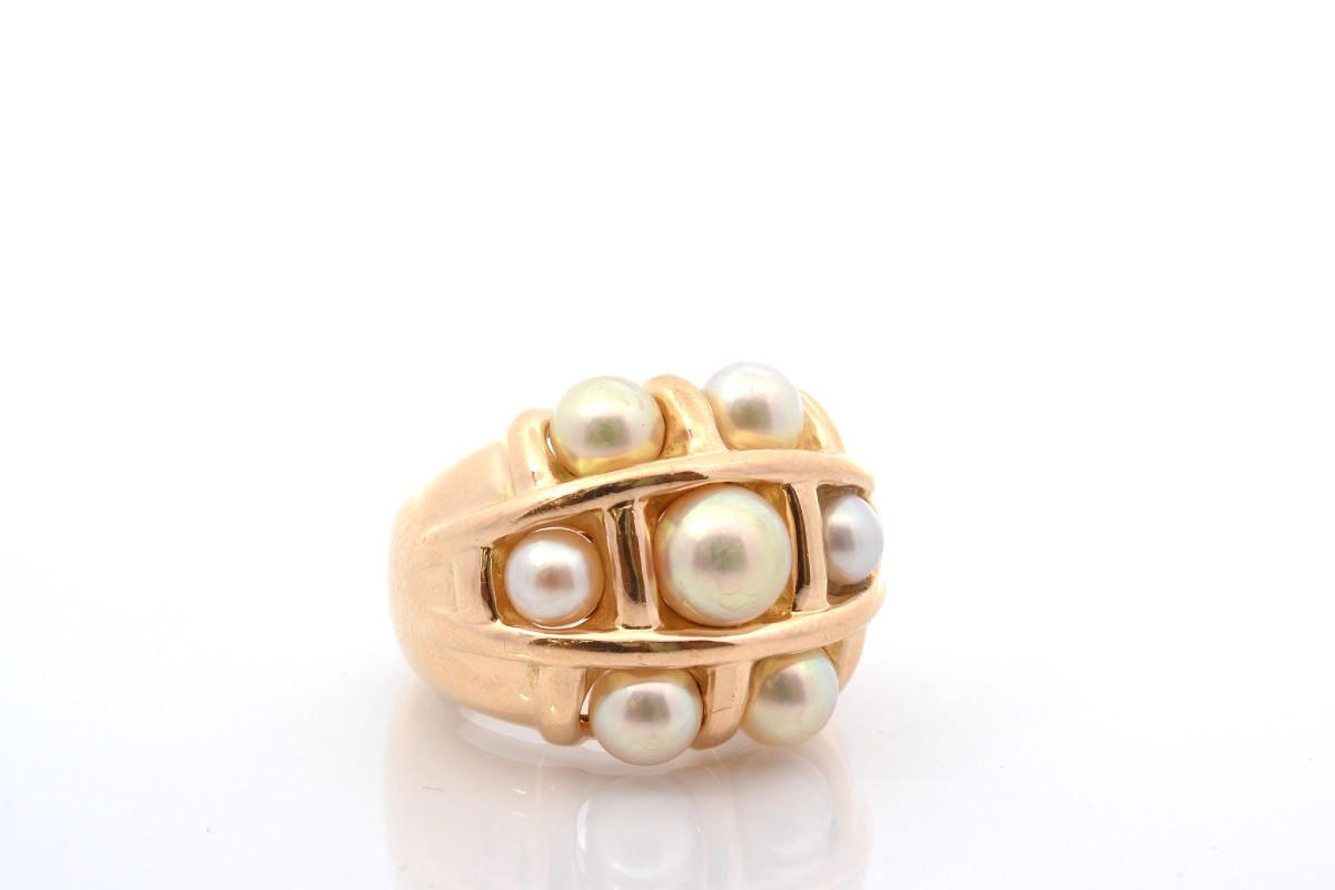 Bague d’occasion perles de culture en or 18k-photo-3