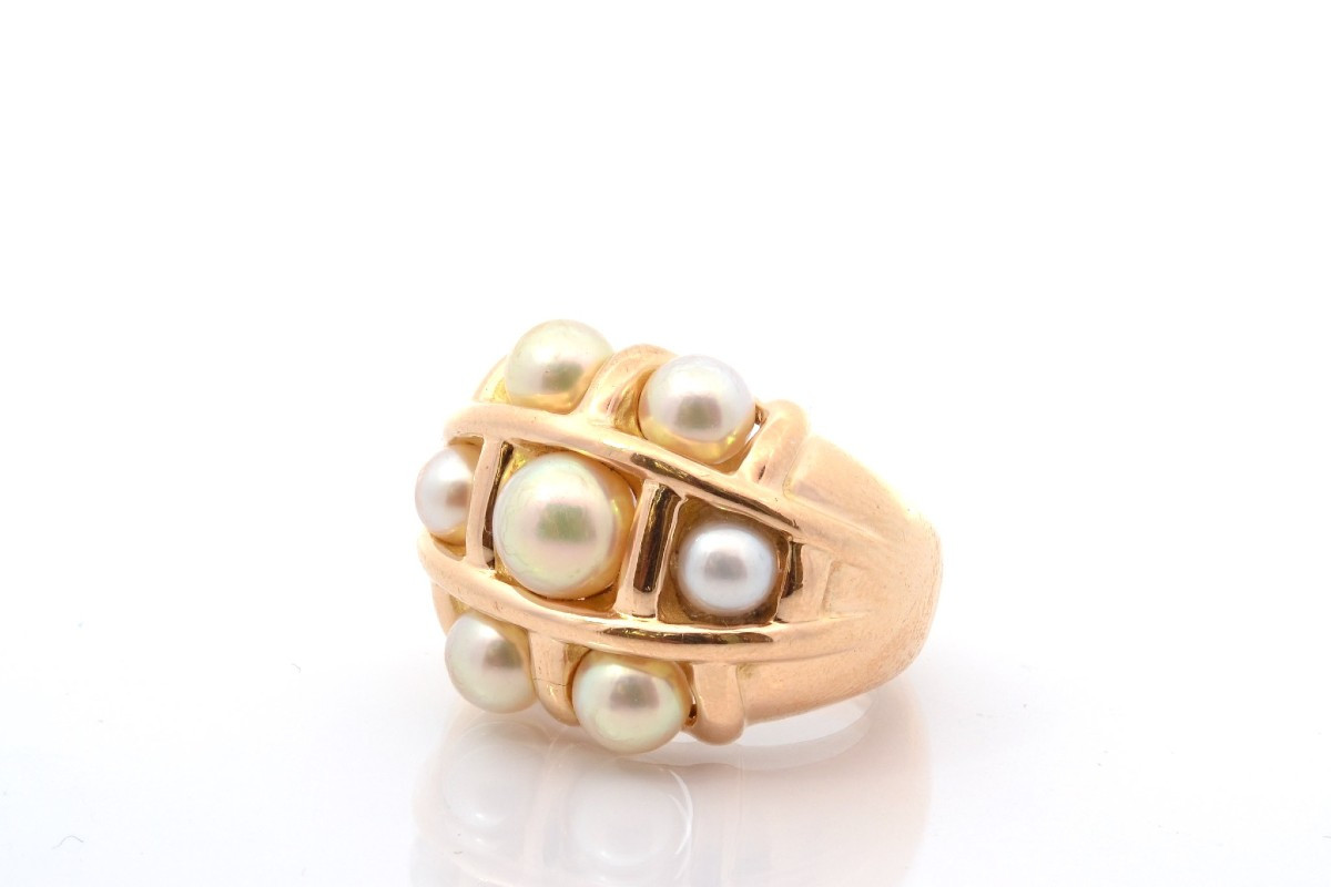 Bague d’occasion perles de culture en or 18k-photo-4