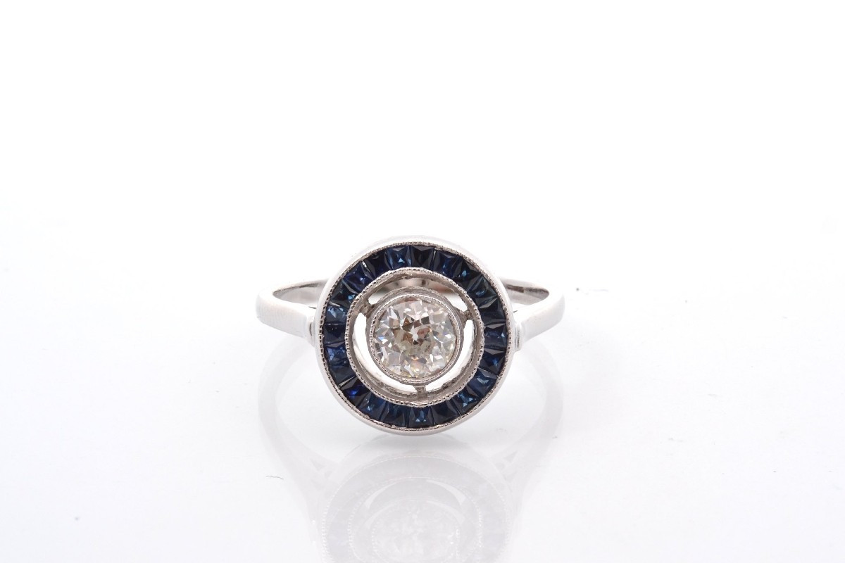 Art Deco Diamond And Sapphire Ring-photo-2