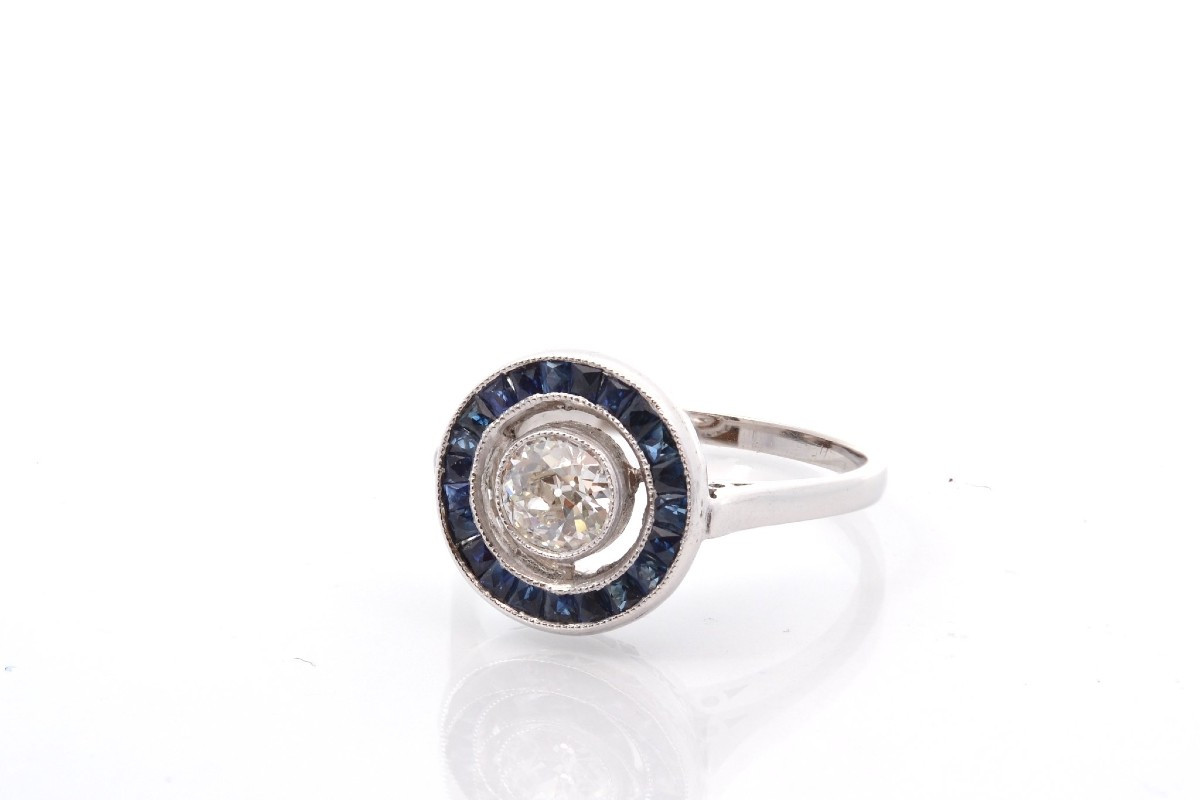 Art Deco Diamond And Sapphire Ring-photo-4