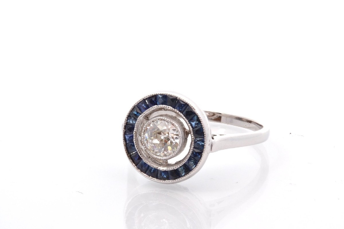 Art Deco Diamond And Sapphire Ring