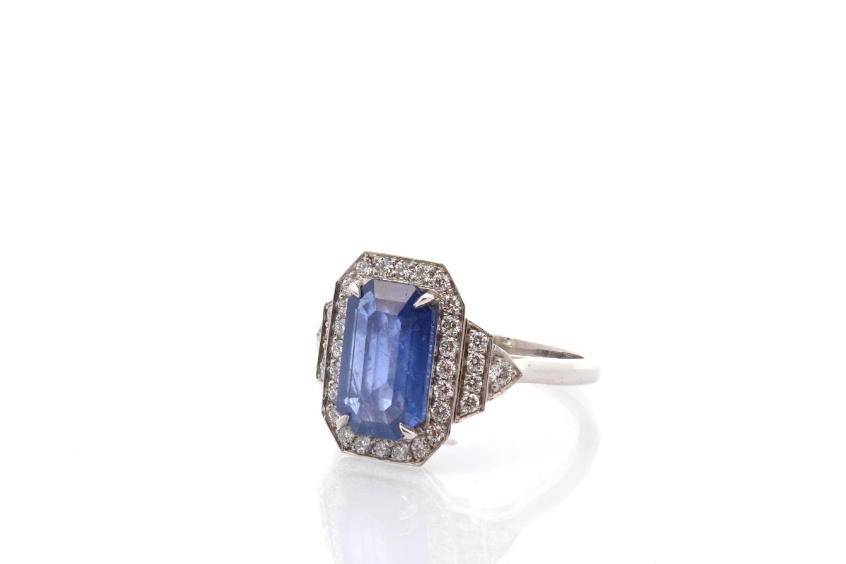 Vintage 3.20ct Sapphire And Diamond Ring-photo-4