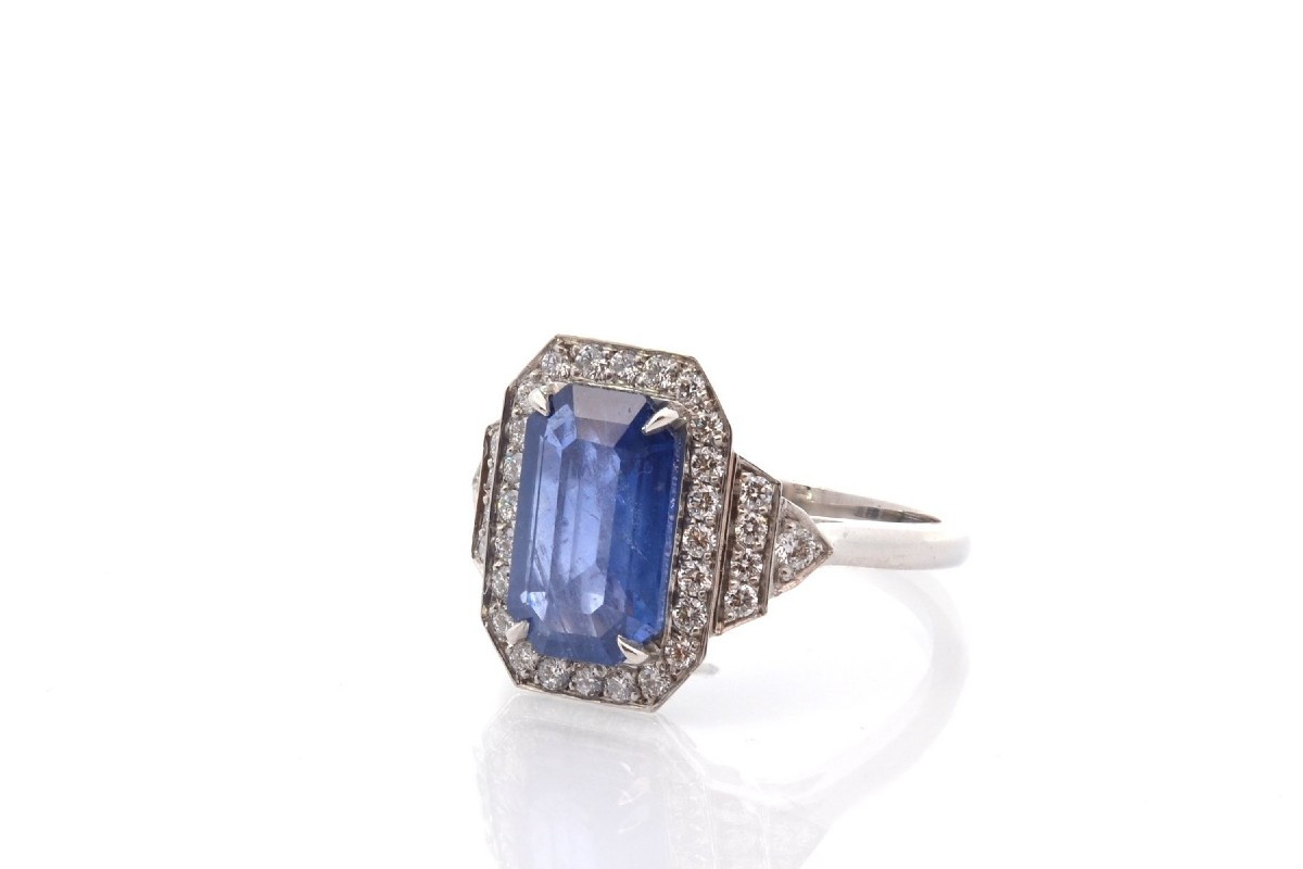 Vintage 3.20ct Sapphire And Diamond Ring