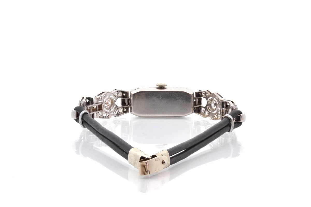 Art Deco Diamond Watch In 18k Gold-photo-4