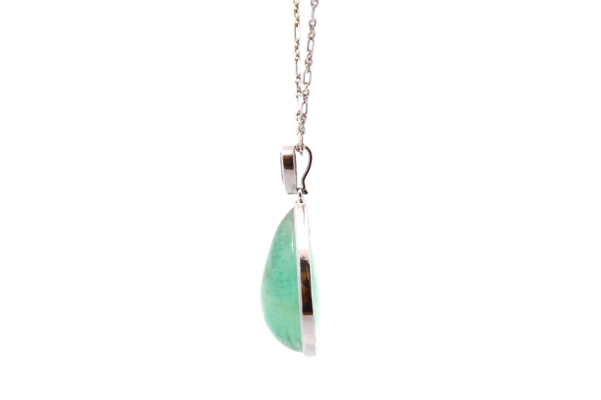 Pendentif émeraude cabochon et saphir-photo-3