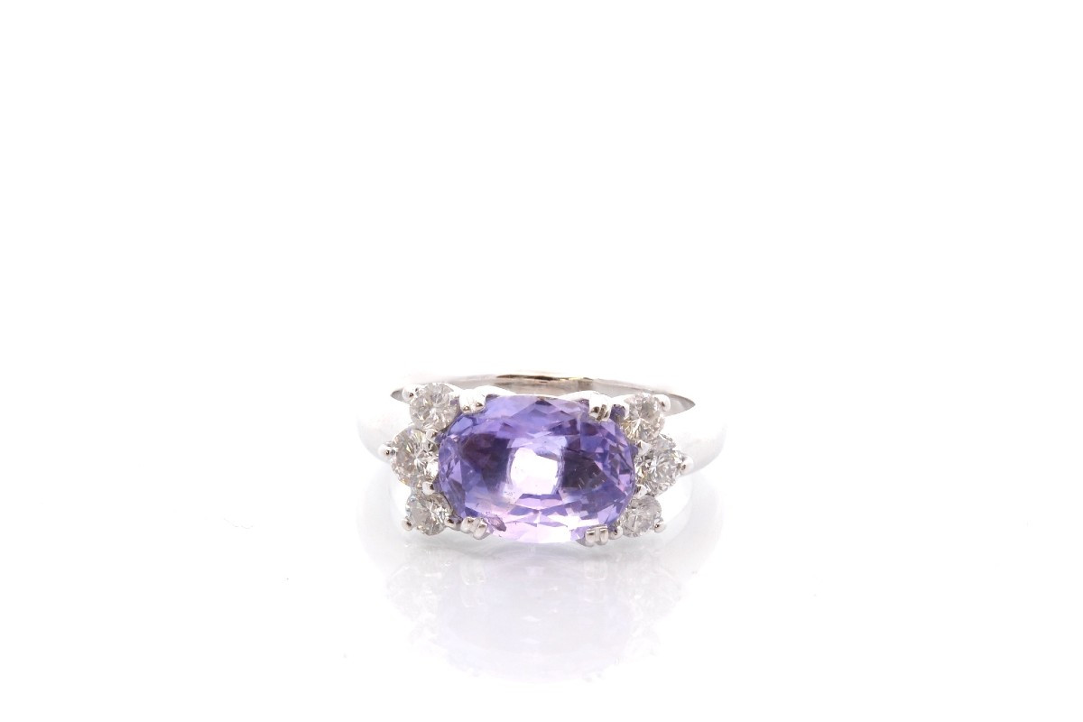 Purple Sapphire And Diamond Ring In Platinum-photo-2