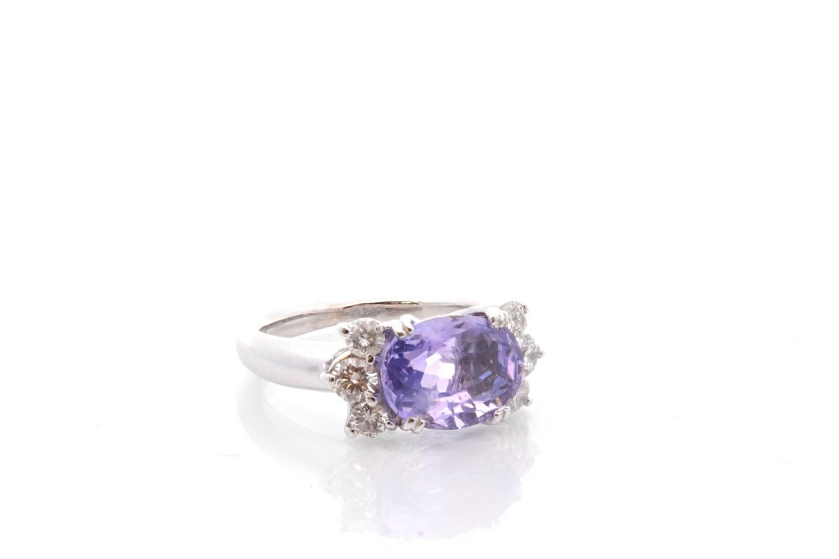 Purple Sapphire And Diamond Ring In Platinum-photo-3