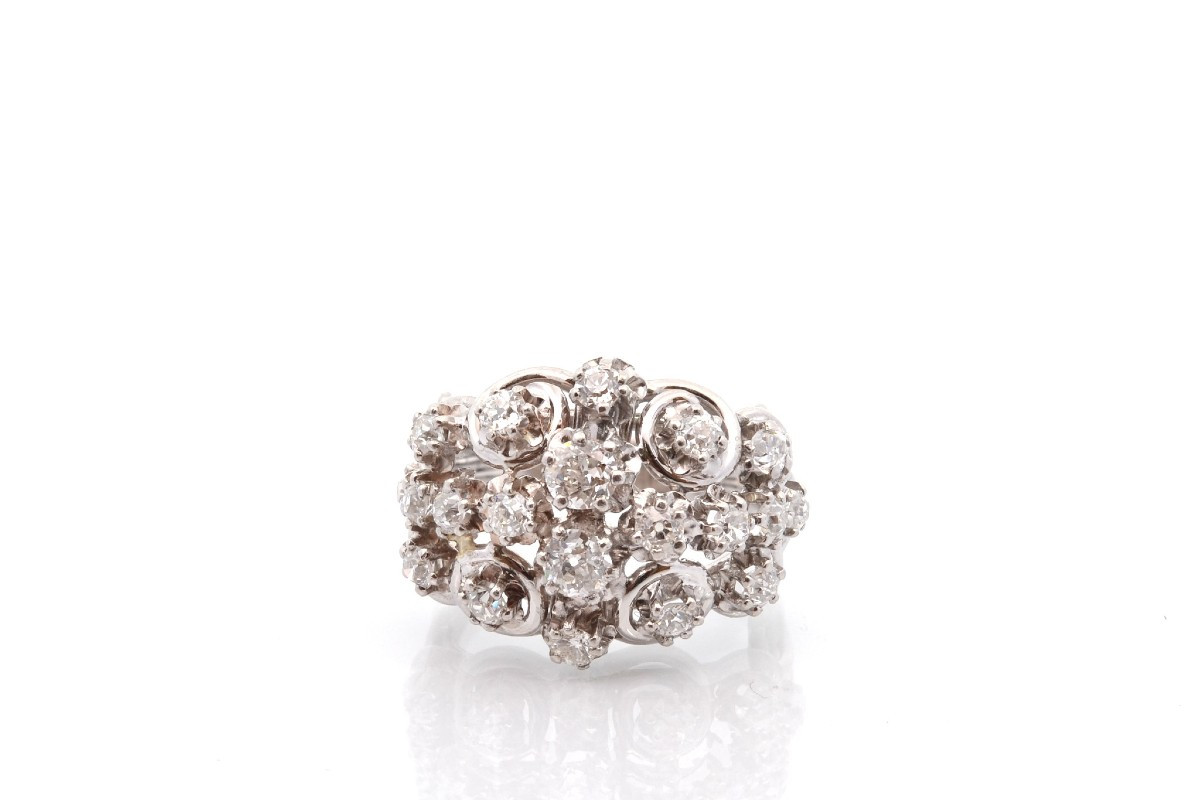 Bague vintage 1950 diamants en platine-photo-2