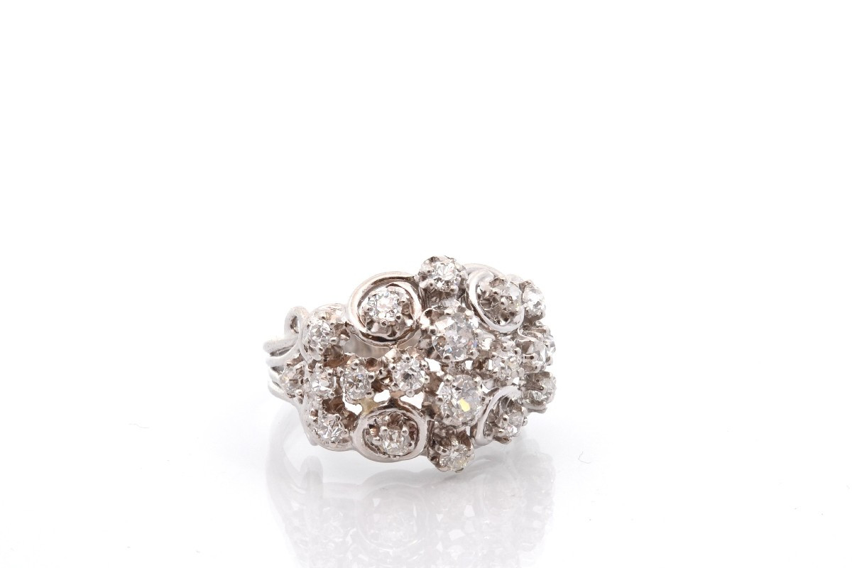 Bague vintage 1950 diamants en platine-photo-3