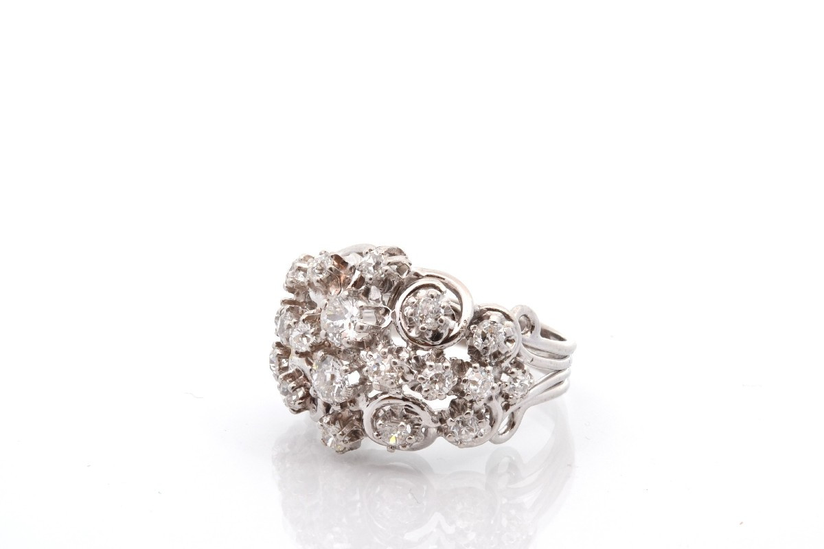 Bague vintage 1950 diamants en platine-photo-4