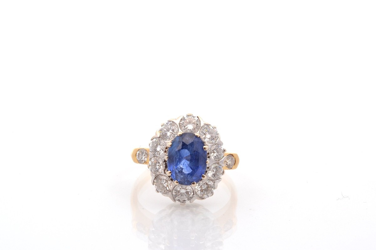 Vintage Sapphire And Diamond Ring In Gold And Platinum-photo-2