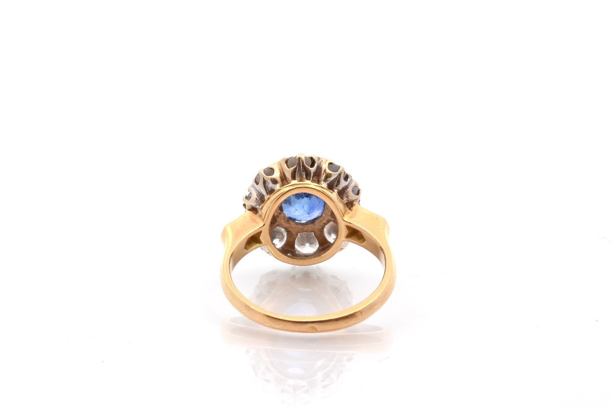 Vintage Sapphire And Diamond Ring In Gold And Platinum-photo-1