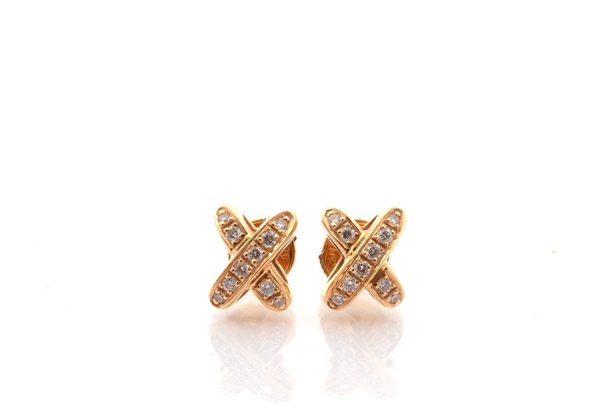 Chaumet Diamond Earrings In 18k Gold-photo-2