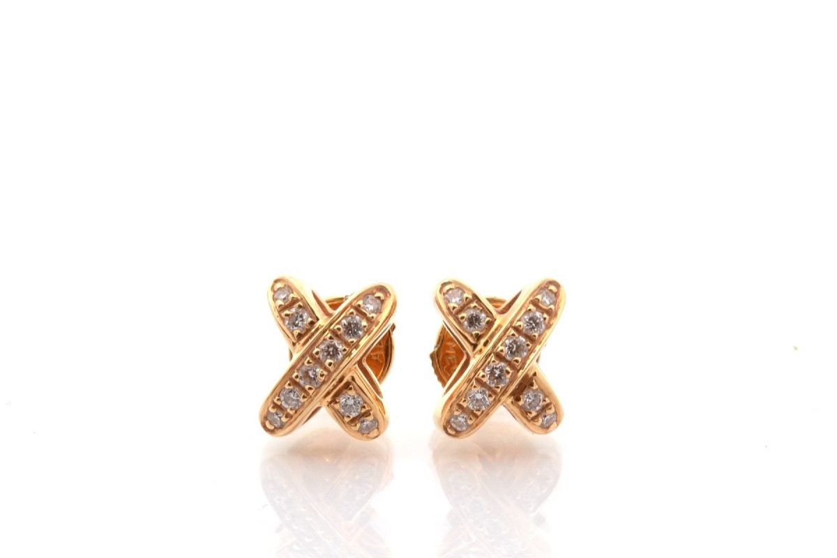 Chaumet Diamond Earrings In 18k Gold
