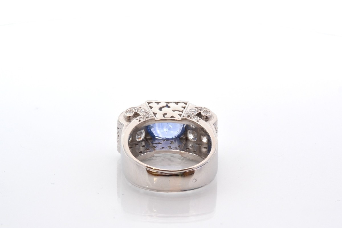 Vintage 5.45ct Sapphire And Diamond Ring-photo-1