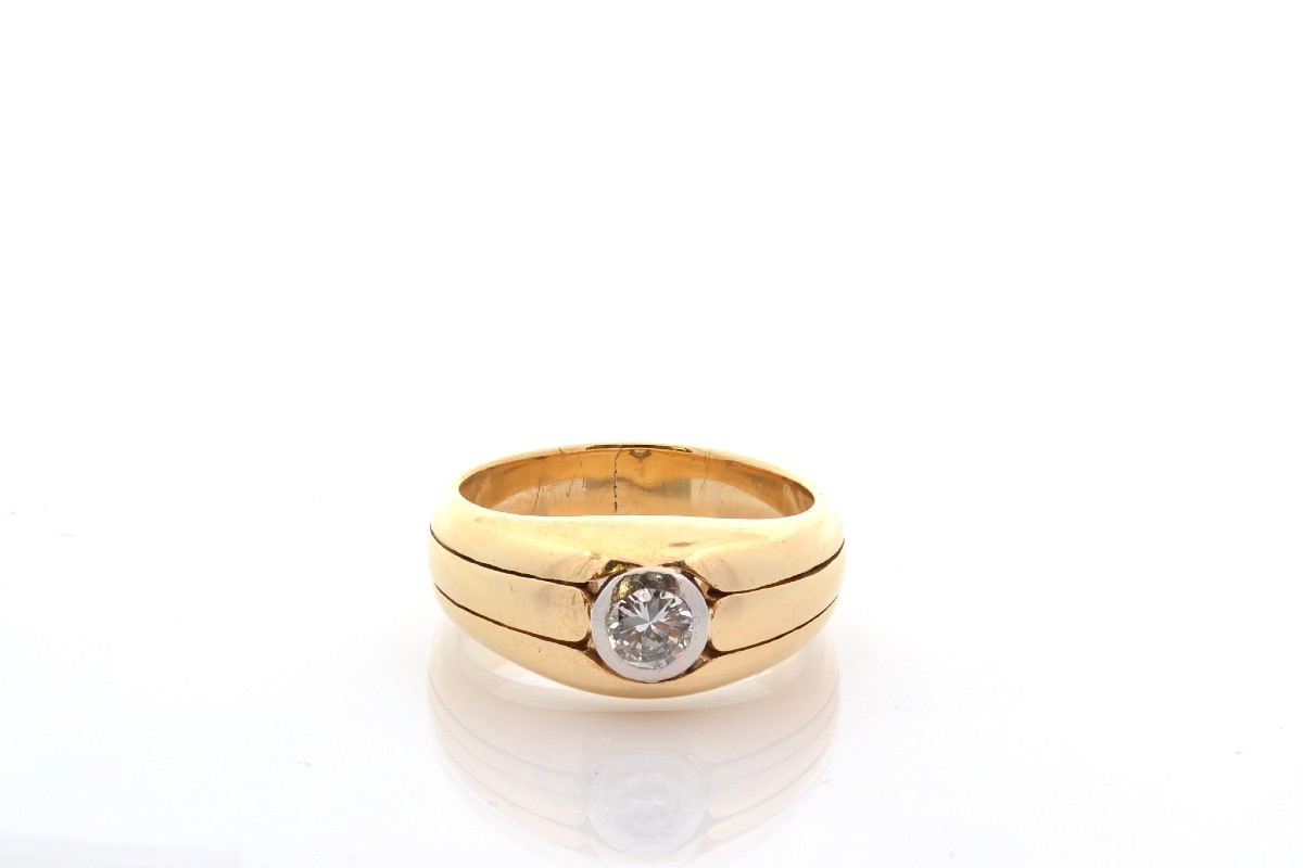 Antique Diamond Ring In 18k Gold And Platinum-photo-2