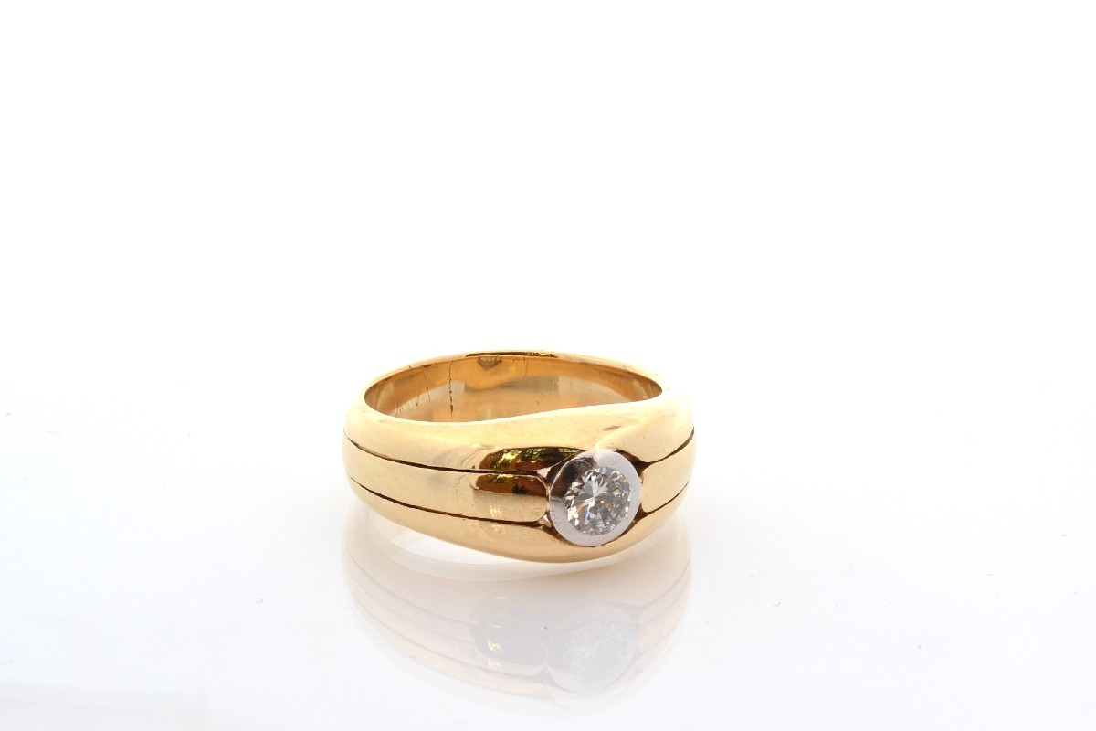 Antique Diamond Ring In 18k Gold And Platinum-photo-3