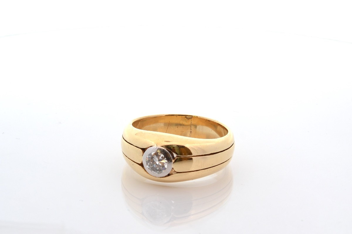 Antique Diamond Ring In 18k Gold And Platinum-photo-4
