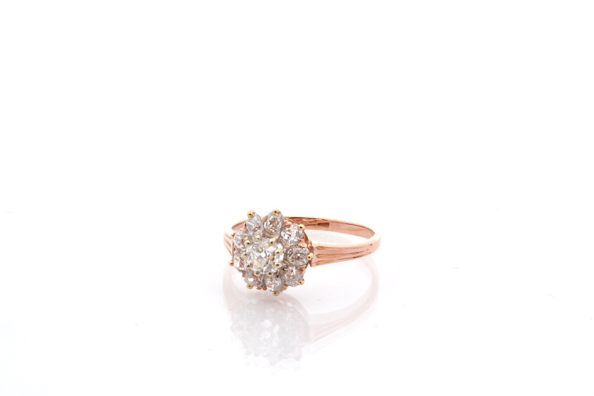 Antique Diamond Ring In 18k Gold-photo-4